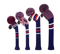 Scott Edward Knit Golf Headset 4 pièces Fait Main pour Le Conducteur et Fairway Woods avec Manche Long Pom Pom Golf Club Headset Coloré