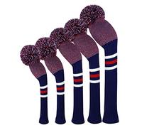 Scott Edward Lot de 5 Housses de tête de Golf en Tricot pour Bois,Golf Couvre-Bois à Pompon Adulte Unisexe