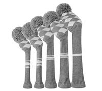 Scott Edward Lot de 5 Housses de tête de Golf en Tricot pour Bois,Golf Couvre-Bois à Pompon Adulte Unisexe