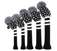 Scott Edward Lot de 5 Housses de tête de Golf en Tricot pour Bois,Golf Couvre-Bois à Pompon Adulte Unisexe