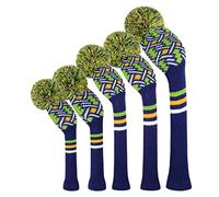 Scott Edward Lot de 5 Housses de tête de Golf en Tricot pour Bois,Golf Couvre-Bois à Pompon Adulte Unisexe