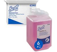 Scott® Essential™ 6340 Mousse Lavante pour les Mains 6340, Mousse Rose Parfumée, Lavage Fréquent, 6 Recharges x 1 Litre (6 Litres au Total)