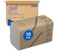 Scott Essential Essuie-mains 3749, Essuie-mains en papier pliés en V, Blanc, Haute Absorption, Doux, Résistants, Écoresponsables, 16 Clips x 250 Feuilles (4000 Feuilles au Total)