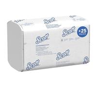 Scott Essuie-Mains Pliés 6633, 1 Voile, Blancs, Doux, Résistants & Très Absorbants - Idéal pour le Séchage Quotidien des Mains, 25 Paquets x 175 Feuilles (4 375 au Total)