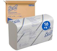 Scott Essuie-Mains Pliés Multifold 5856, 1 Voile, Blancs, Doux, Résistants & Absorbants - Compatibles Distributeur Aquarius U7024, 16 Paquets x 110 Feuilles (1 760 au Total)
