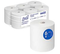 Essuie-mains roulés Scott Control 6622 - Essuie-mains jetables - 6 rouleaux d'essuie-mains en papier x 300 m d'essuie-mains en papier blancs (1 800 m au total)