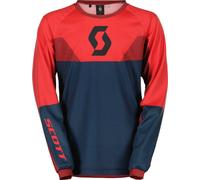 Scott Evo Track Maillot de motocross pour enfants, bleu foncé/rouge néon, Taille M