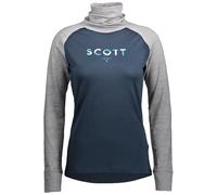 SCOTT Femme Defined Merino High Neck T-Shirt Long, Light Grey Melange-Dark Blue, XL