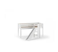Vipack Lit mezzanine Scott en bois de pin massif avec toboggan 90 x 200 cm Blanc STHSGB14