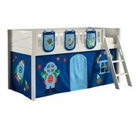 Scott Lit Mezzanine et Rideau Astro + 3 Sacs Rangement Multicolore