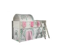 Scott Lit Mezzanine et Rideau Birdy, Tunnel et 3 Sacs Rangement Assortis Rose G
