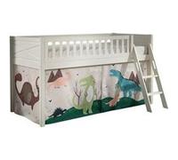Vipack Lit mezzanine Scott avec rideau Dino 90x200 cm Blanc