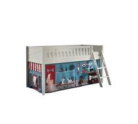 Vipack Lit mezzanine Scott avec rideau Pet Shop 90x200 cm Blanc
