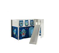 Scott Lit Mezzanine Toboggan et Rideau Astro + 3 Sacs Rangement Multicolore