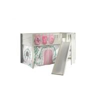 Vipack Scott Lit Mezzanine Toboggan et Rideau Birdy Ses 3 Sacs Rangement Assortis