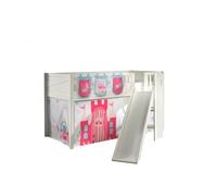 Scott Lit Mezzanine Toboggan et Rideau Princess3 Sacs Rangement