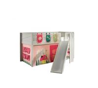 Scott Lit Mezzanine Toboggan et Rideau Spring Trois Sacs Rangement