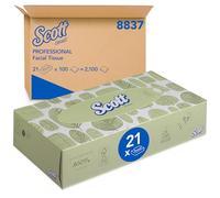 Scott® Mouchoirs en Papier 8837 - Mouchoirs Blancs 2 Épaisseurs, Doux et Résistants pour un Usage Quotidien - 21 Boîtes x 100 Mouchoirs (2 100 Mouchoirs au Total)