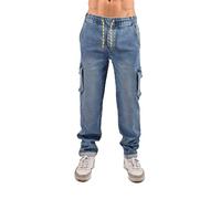 SCOTT Pantalon Jeano Jog-Jean Cargo Stretch avec Cordon de Serrage (FR/ES, Alpha/Lettres, XXL, Taille Normale, Taille Normale, Bleu Jean)