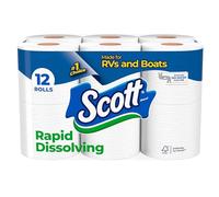 Scott Papier toilette à dissolution rapide, 12 rouleaux doubles, sans danger pour les septiques, papier toilette