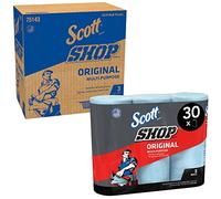 Scott Shop Towels Original 75143, Papier d'essuyage industriel bleu ultra-résistant, Multi-usages, haute absorption, perforé, 10 paquets x 3 rouleaux de 55 feuilles (1 650 essuie-mains au total)