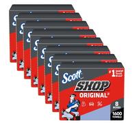 Scott Shop Towels Original (75190) Boîte distributrice pop-up Bleu 200 serviettes/boîte, 8 boîtes/boîte, 1 600 serviettes/caisse