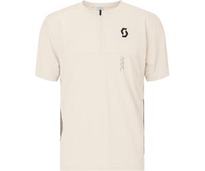 Scott - T-shirt de VTT stretch et respirant avec col zippé - Vertic Zip SS Tee M Cotton White Toast Beige pour Homme - Taille S - Blanc Blanc S