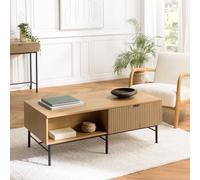 Scott - table basse 2 tiroirs bois décor effet rainuré noir et naturel
