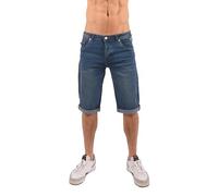 SCOTT TOMYO Bermuda Jean Délavé Stone Coton Homme Taille Boutonnée