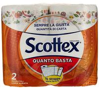 Scottex Combien suffit; Papier Cuisine Option Demi Larme ; 2 Maxi Rouleaux, 2 unités
