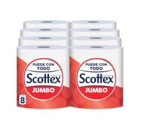 Scottex Jumbo Lot de 8 rouleaux de papier essuie-tout avec emballage recyclable et fibres FSC
