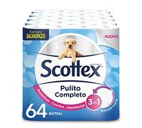 Scottex Lot de 64 rouleaux de papier toilette propre bleu