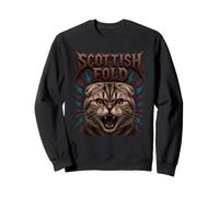 Scottish Fold Heavy Metal Cat Spooky Season Halloween 80s Sweatshirt