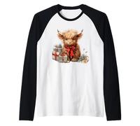 Scottish Highland Cow Christmas Decor for Highland Cow Mom Manche Raglan