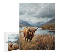Scottish Highland Cow Landscape Puzzle 1000 Pièces Educa Jouet en Bois Cadeau Unique Décoration Intérieure Jeu Éducatif Challenge Toy Adultes Et Enfants À Partir De 14 Ans 500 PCS