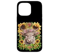 Scottish Highland Cow Pink Wildflower Crown Floral Sunflower Coque pour iPhone 14 Pro Max