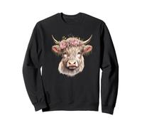 Scottish Highland Cow with Flower Crown for Animal Lover Sweatshirt