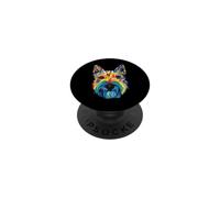 Scottish Terrier Géométrique Pop Art Gros Plan Portrait Visage PopSockets PopGrip Adhésif