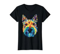 Scottish Terrier Géométrique Pop Art Gros Plan Portrait Visage T-Shirt Graphique avec Valeur