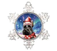 Scottish Terrier Ornements ronds en forme de flocon de neige blanc pour sapin de Noël, décoration de sapin de Noël, souvenir décoratif à l'aquarelle pour chiens et chats