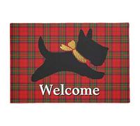 Scottish Terrier Plaid personnaliser paillasson décoration de la maison entrée tapis de porte antidérapant flanelle lavable tapis de sol tapis de maison Arrière Avant Couloir Cour Home 16"x24"