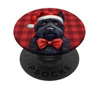 Scottish Terrier Scottie Dog Cadeau de Noël Motif écossais PopSockets PopGrip Adhésif
