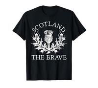 Scottish Thistle Highland Gifts from Scotland Écosse The Brave Effet vieilli T-Shirt Noir Unisex Adulte Coupe classique Manche mi-longue Col roulé Petit Regular 33 inches Uni Classique T-Shirt