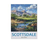 Scottsdale, Arizona | Affiche de Voyage Vintage Golf,Jigsaw Puzzles Puzzle, 1000 Pièces en Papier Adultes Puzzles, Enfants Cerveau IQ Développement Cadeau(50x70cm)-W80