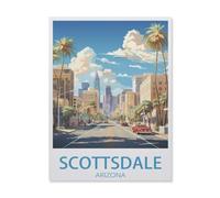 Scottsdale, Arizona - Affiche Vintage de Voyage Paysage,Adultes Puzzle Impossible De 1000 Pièces Décompression Jeu De Cadeaux Éducatifs pour Adultes(38x26cm)-DM92
