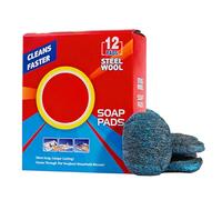 Scouring Cleaning Metal Pads, 12X Steel Wool Soap Pads, Pre-Soaped Rich Lather Cleaning WAD,Perfect for Kitchen, Bathroom, Pots, Pans, Stovetops, Tiles, Grime, Rust, and Stains, 2.76x2.36 in