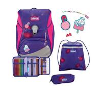 Der echte Scout Sac à dos d'écolier sécurisé Alpha DIN Summer Set de 4 pièces, env. Volume 20 l, poids env. 1200 g (sans éléments amovibles), Blanc., Ensemble cartable