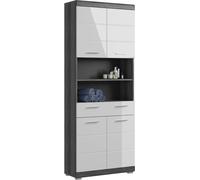 Scout armoire haute pour salle de bain 4 portes, 1 tiroir, 2 tablettes brillant blanc,enfumé.