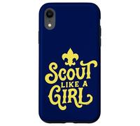 Scout Like A Girl Fleur De Lis BSA Cub Scouts Typography Coque pour iPhone XR