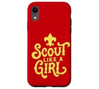 Scout Like A Girl Fleur De Lis BSA Cub Scouts Typography Coque pour iPhone XR